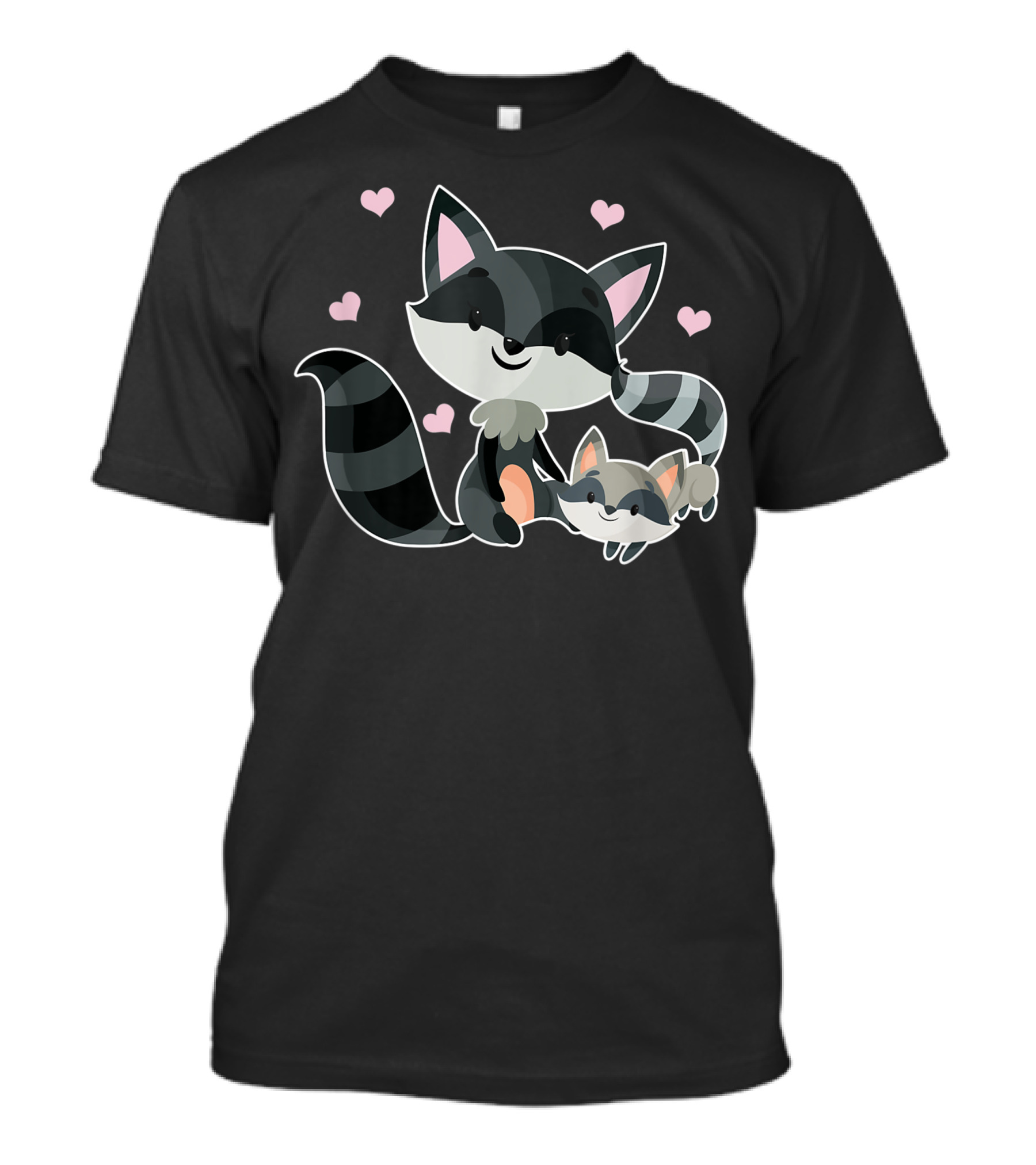 Cute Raccoon Lover Mom Baby Animal Lover Trash Panda Hearts T-Shirt