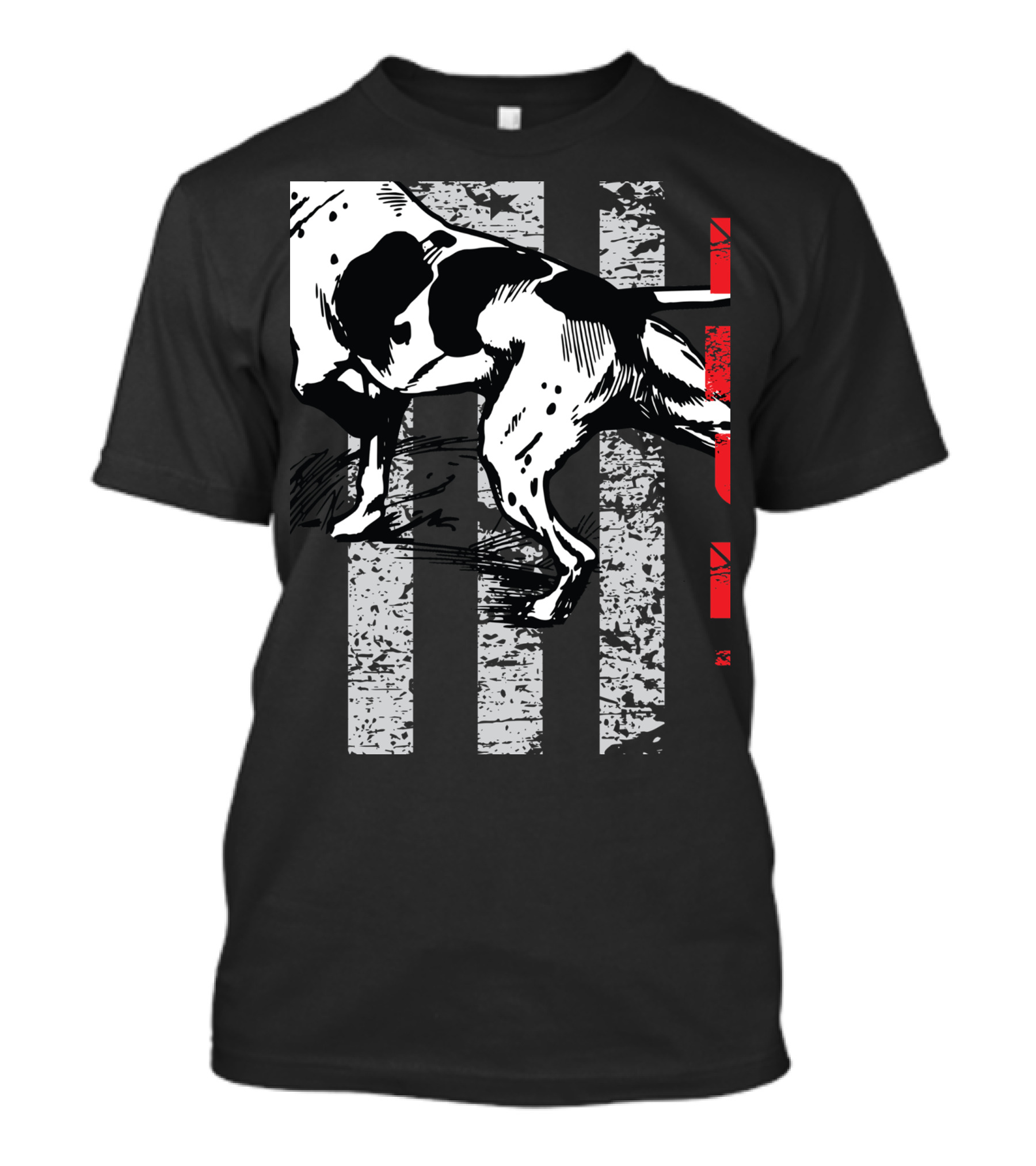 Distressed USA Flag With Hunting Dog Stripes For Coon Hunters T-Shirt
