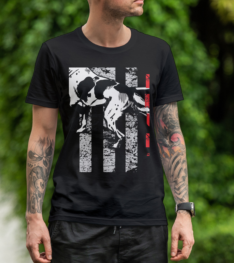 Distressed USA Flag With Hunting Dog Stripes For Coon Hunters T-Shirt