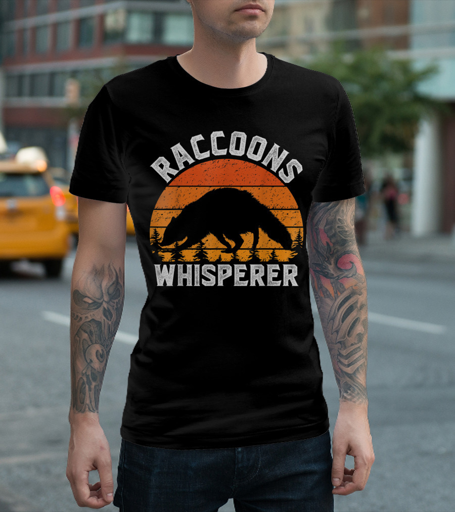 Raccoons Whisperer Vintage Sunset T-Shirt