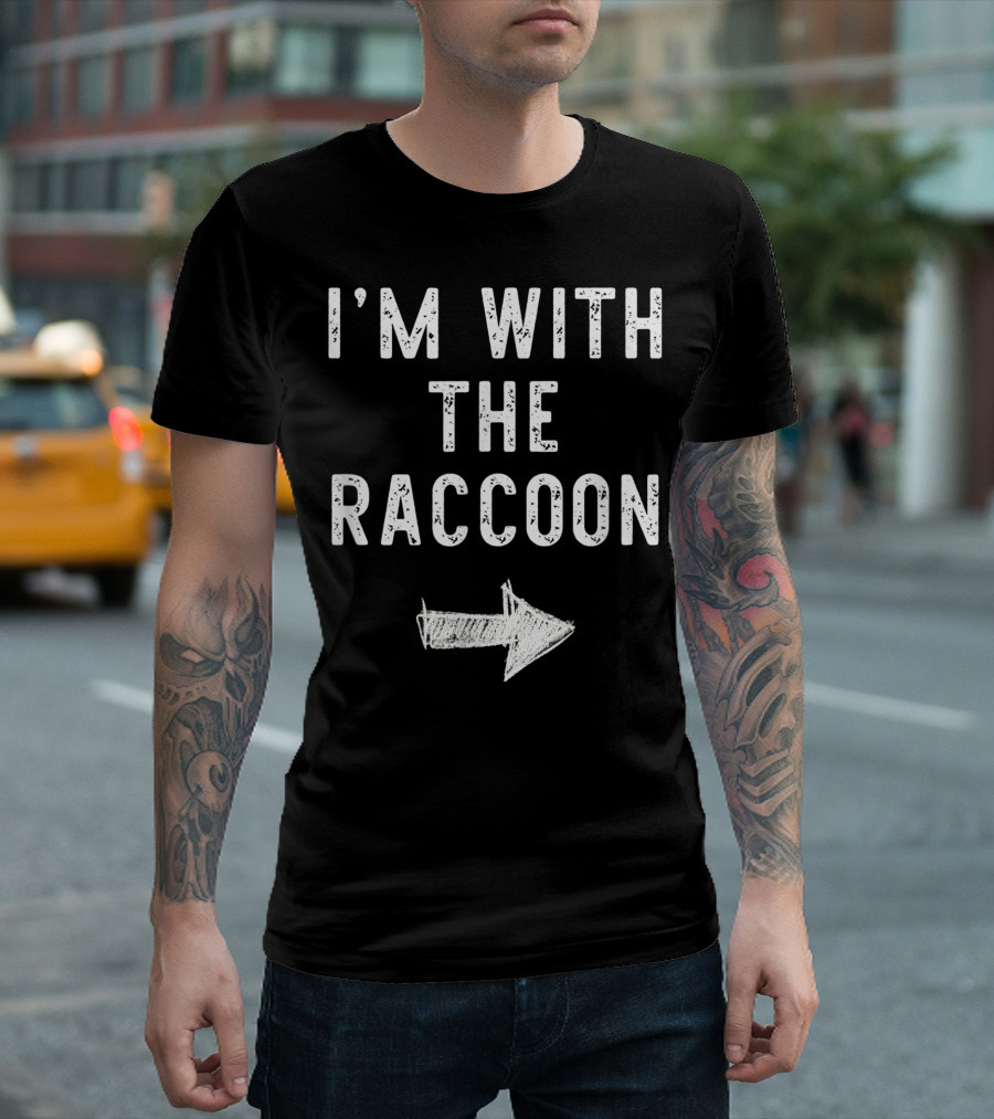 I'm With The Raccoon Halloween Matching Couple Costume T-Shirt