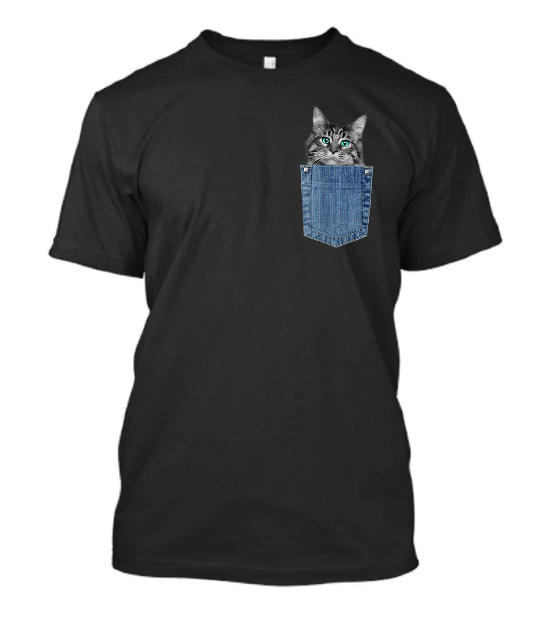 Maine Coon Cat In Denim Pocket Cute Mama T-Shirt
