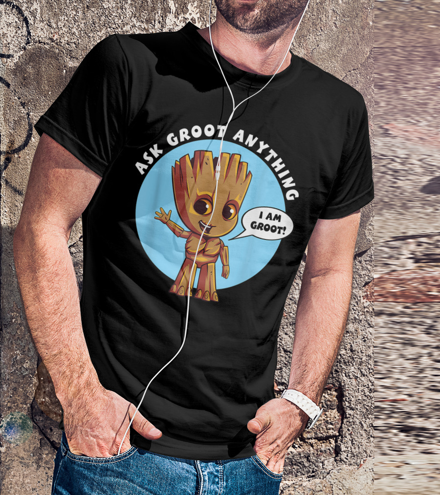 Marvel Ask Groot Anything I Am Groot Iconic Character Speech Bubble T-Shirt