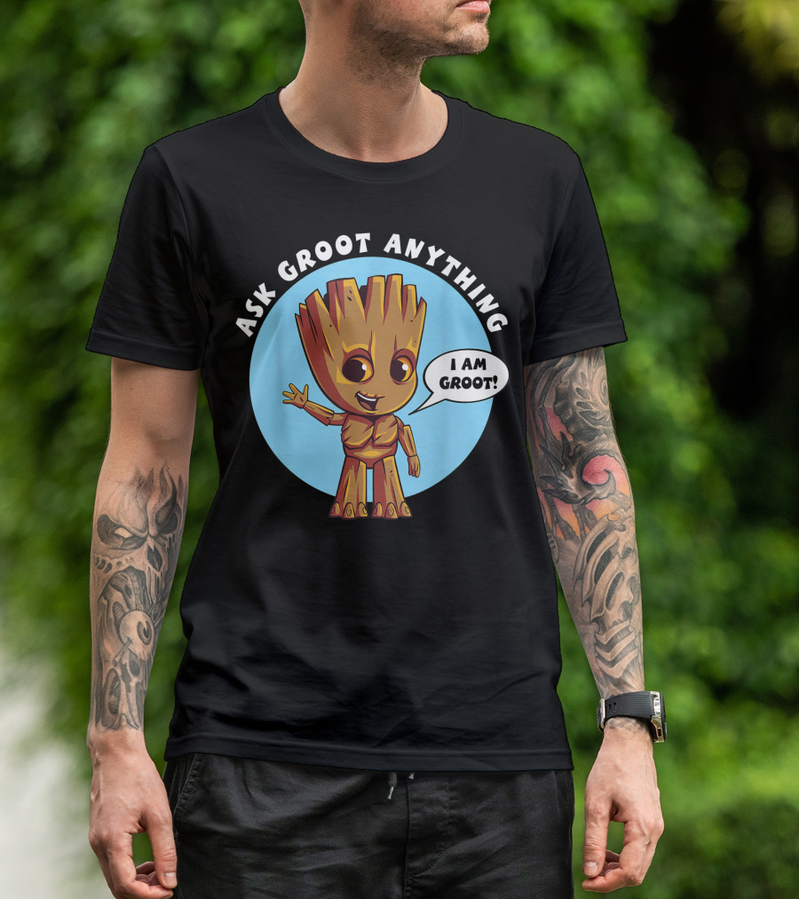 Marvel Ask Groot Anything I Am Groot Iconic Character Speech Bubble T-Shirt