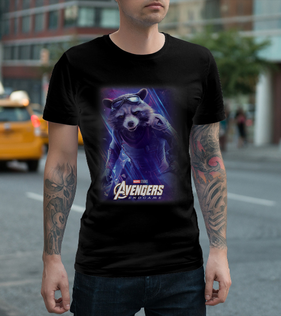 Marvel Avengers Endgame Rocket Raccoon Space Heroic Adventure T-Shirt