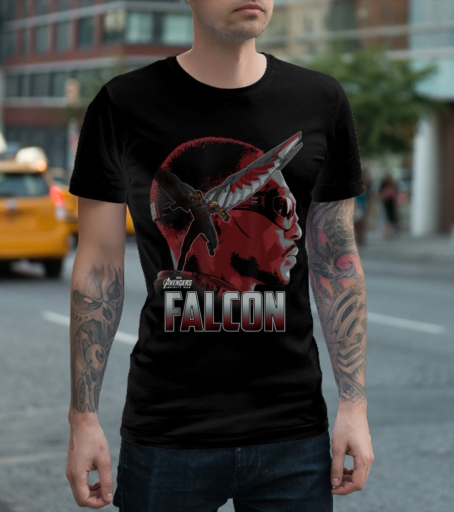 Avengers Infinity War Falcon Dynamic Profile Wingsuit Action T-Shirt
