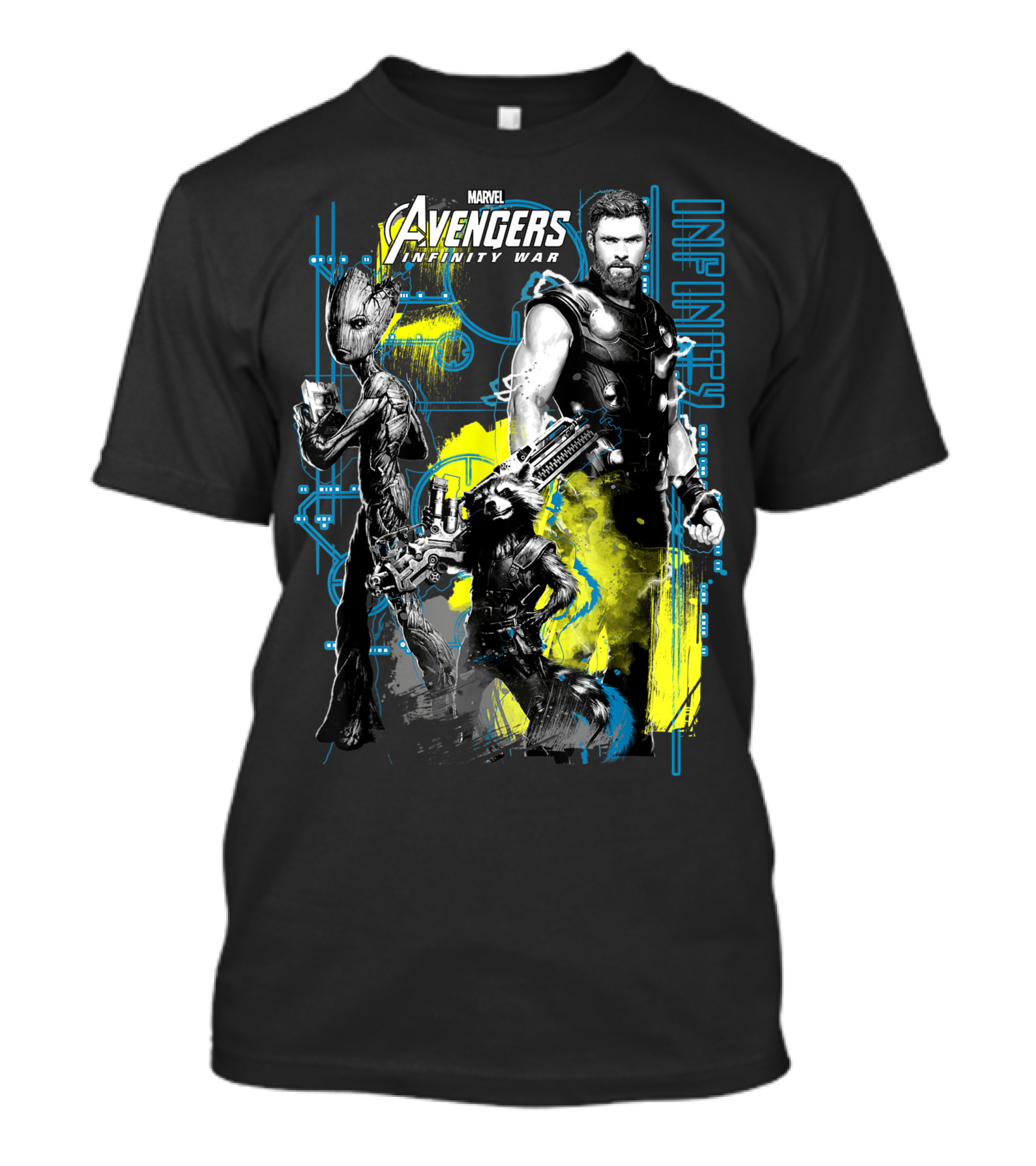 Marvel Avengers Infinity War Thor Groot Rocket Tech Infinity T-Shirt