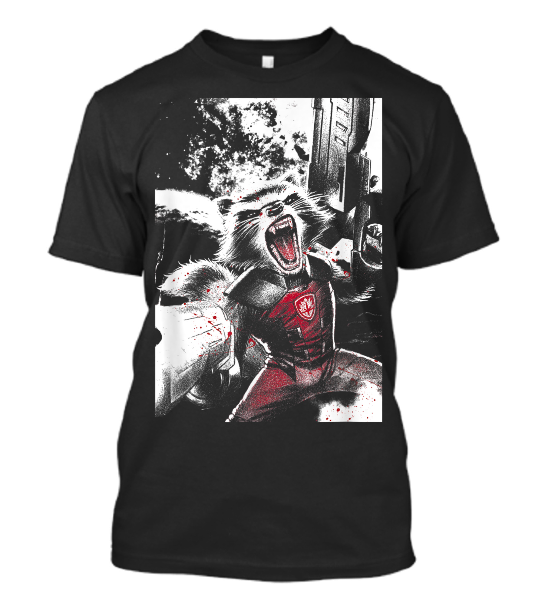 Marvel Rocket Guardians Of The Galaxy Roar Cosmic Battle Scene T-Shirt