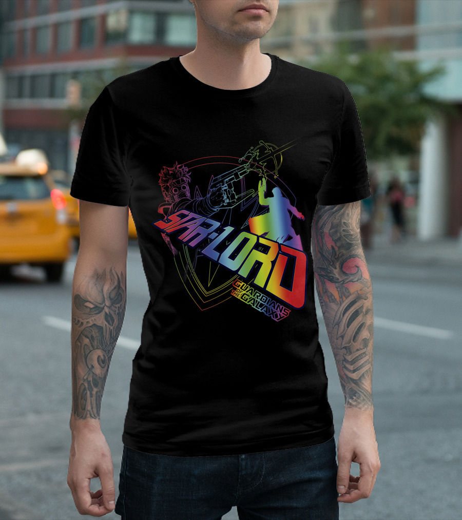 Star Lord Guardians Of The Galaxy Rainbow T-Shirt
