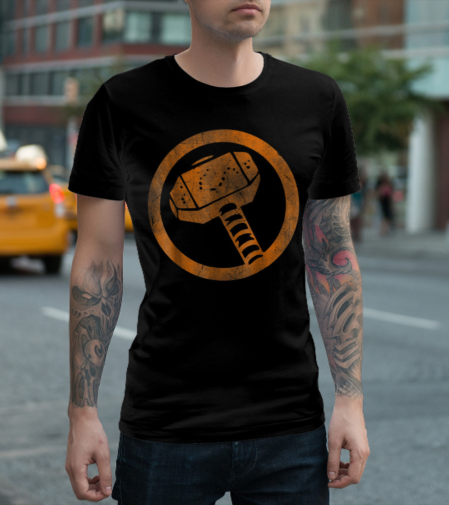 Marvel Thor Hammer Orange Tonal Circular T-Shirt