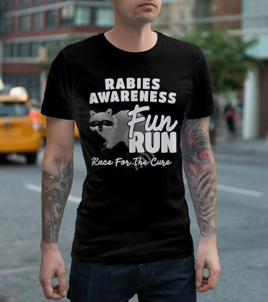Rabies Awareness Fun Run Race For The Cure Raccoon T-Shirt