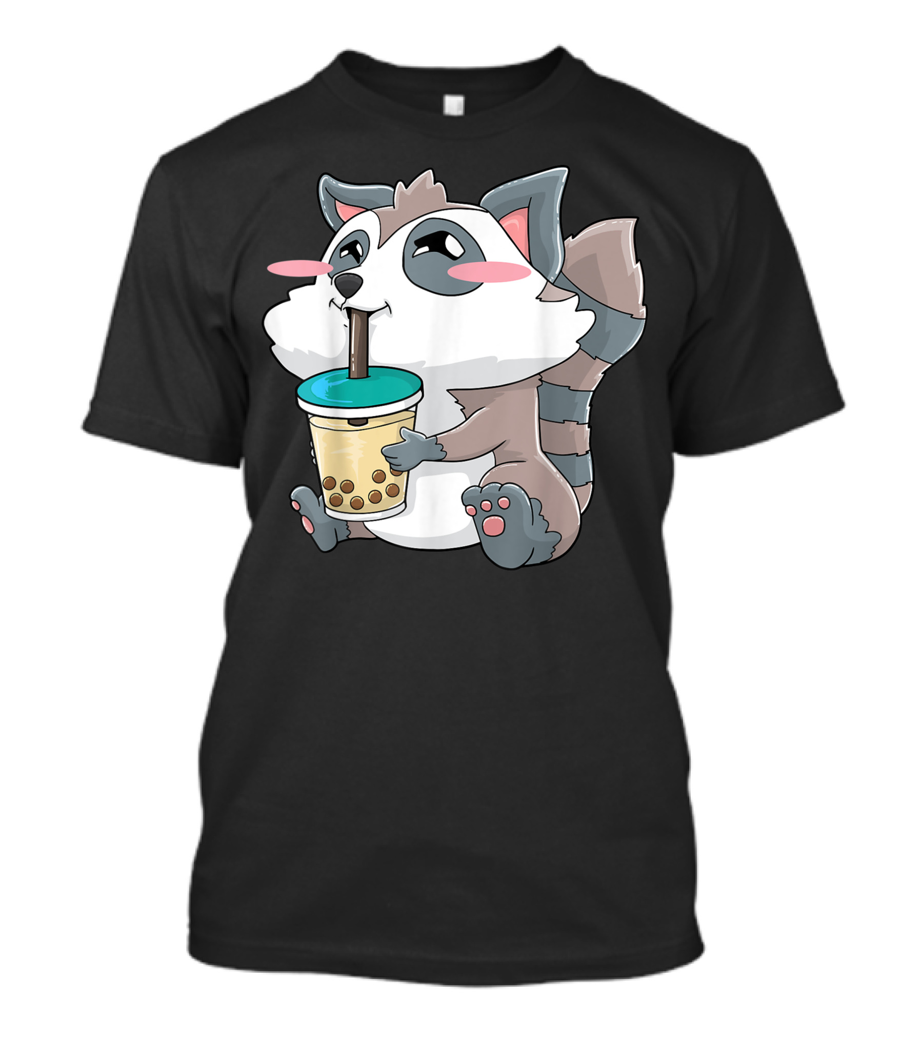 Raccoon Boba Bubble Tea Kawaii Anime Character T-Shirt