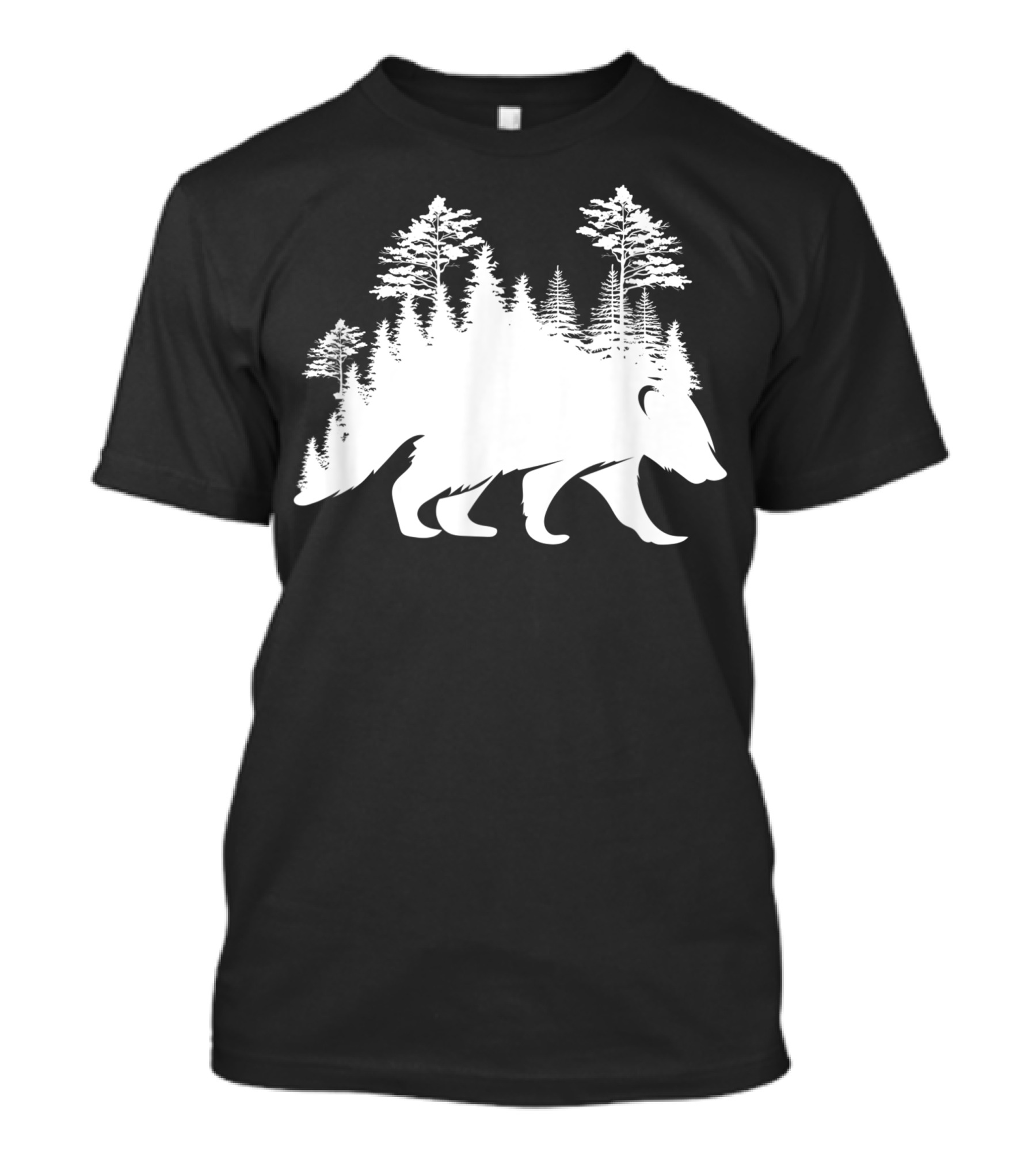 Raccoon Forest Nature Lovers Bear Silhouette Tree Blend T-Shirt