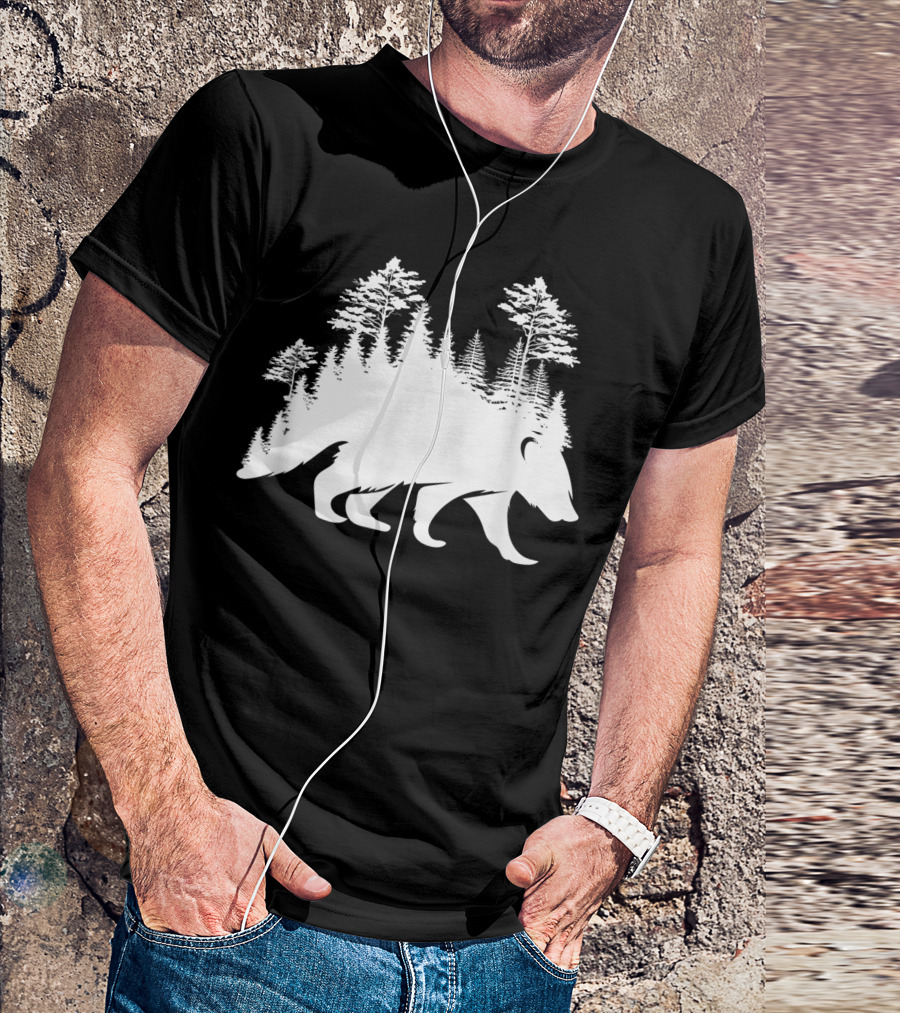 Raccoon Forest Nature Lovers Bear Silhouette Tree Blend T-Shirt