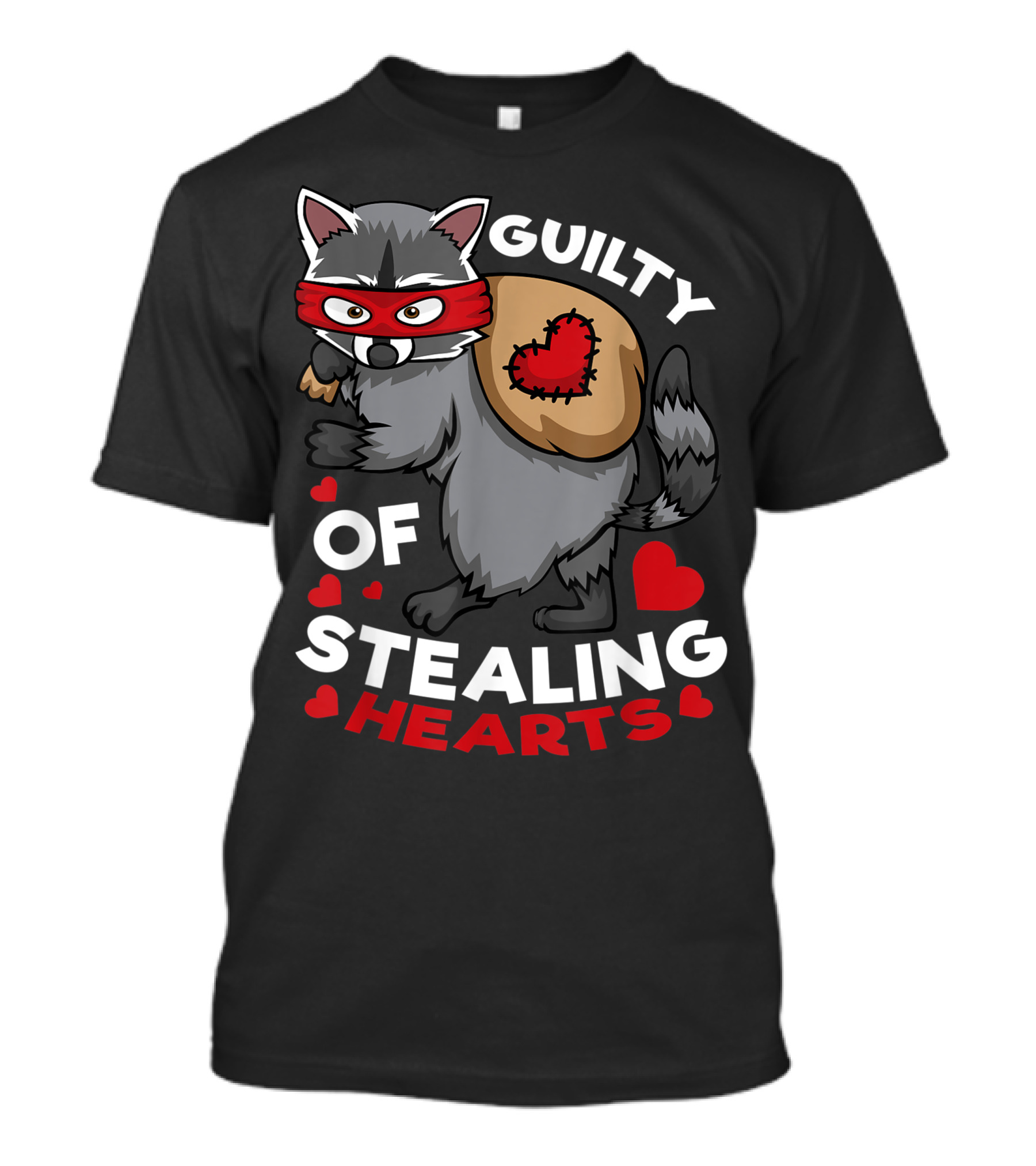 Guilty Of Stealing Hearts Raccoon Valentine Red Heart Racoon Lovers T-Shirt