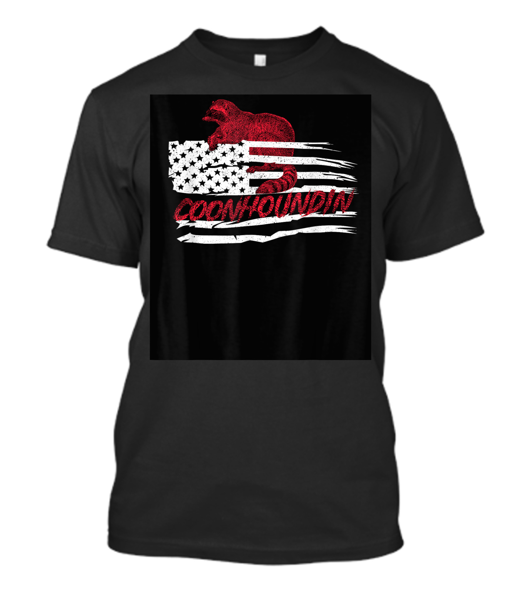 Coon Houndin Vintage American Flag Raccoon Hunting Gear 90 T-Shirt