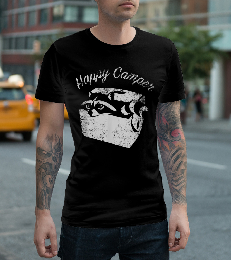 Happy Camper Raccoon In Ice Chest Raccoon Lover T-Shirt