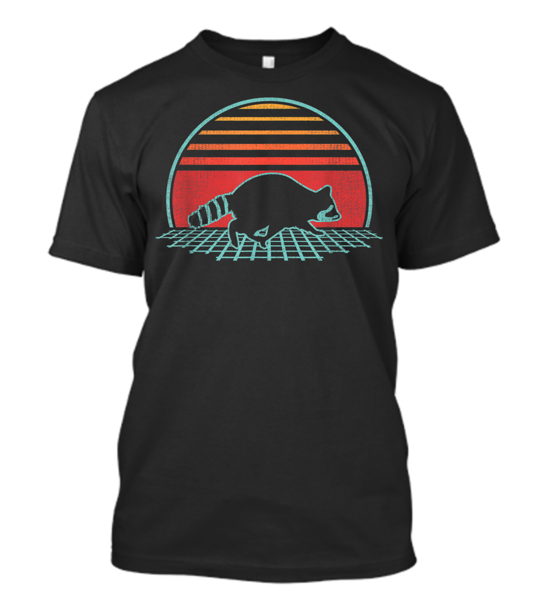 Raccoon Lover Retro 80s Vintage Sunset T-Shirt