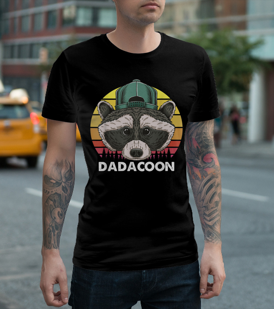 Dadacoon Raccoon Owner Dad Trash Panda Father Retro Hat T-Shirt
