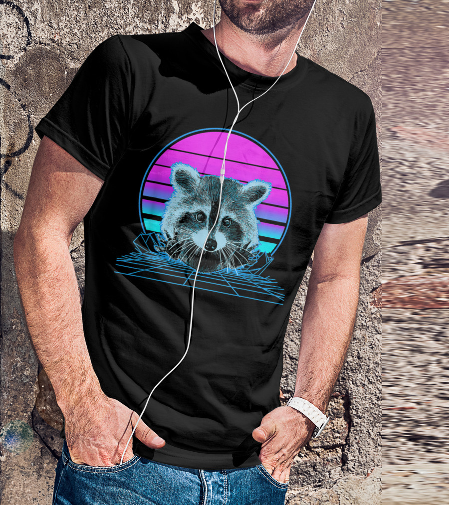 Raccoon 80s Pastel Goth Vaporwave Aesthetic T-Shirt