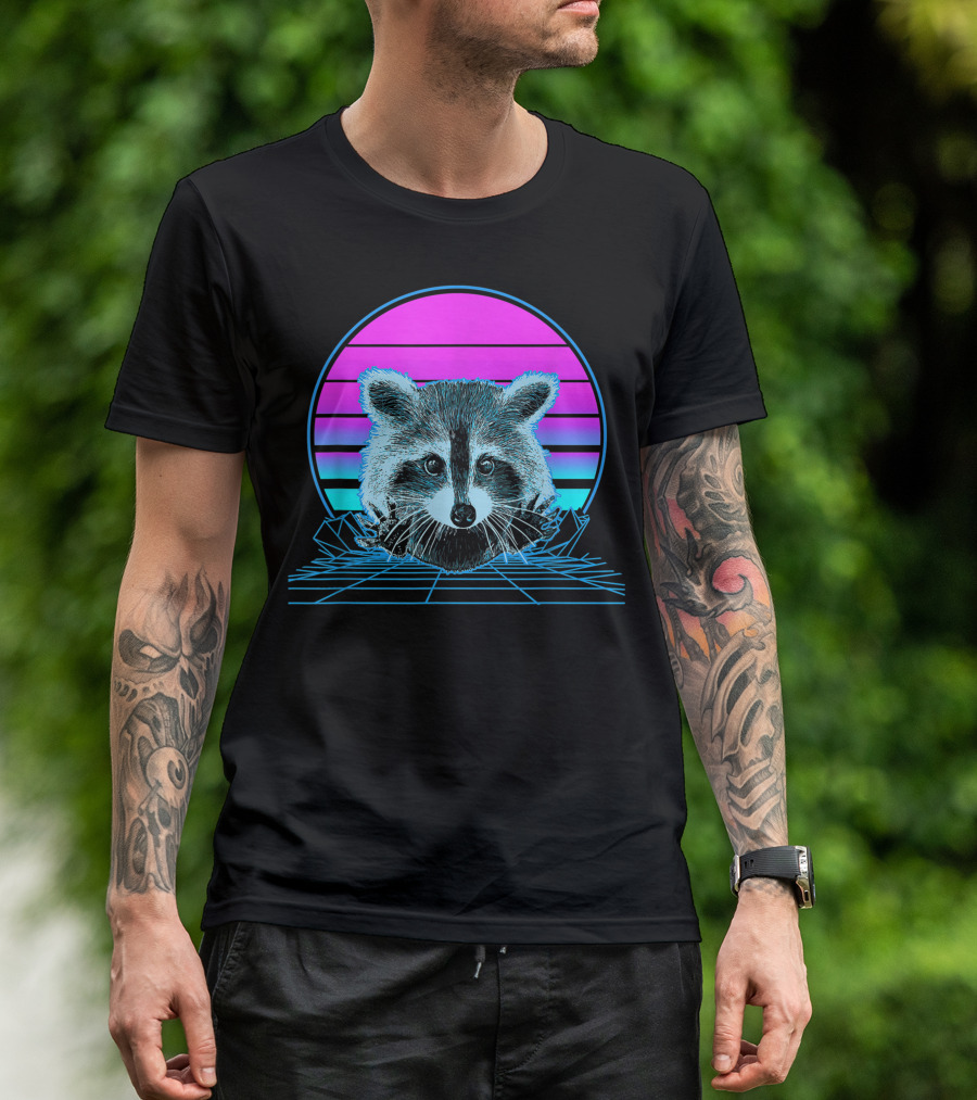 Raccoon 80s Pastel Goth Vaporwave Aesthetic T-Shirt