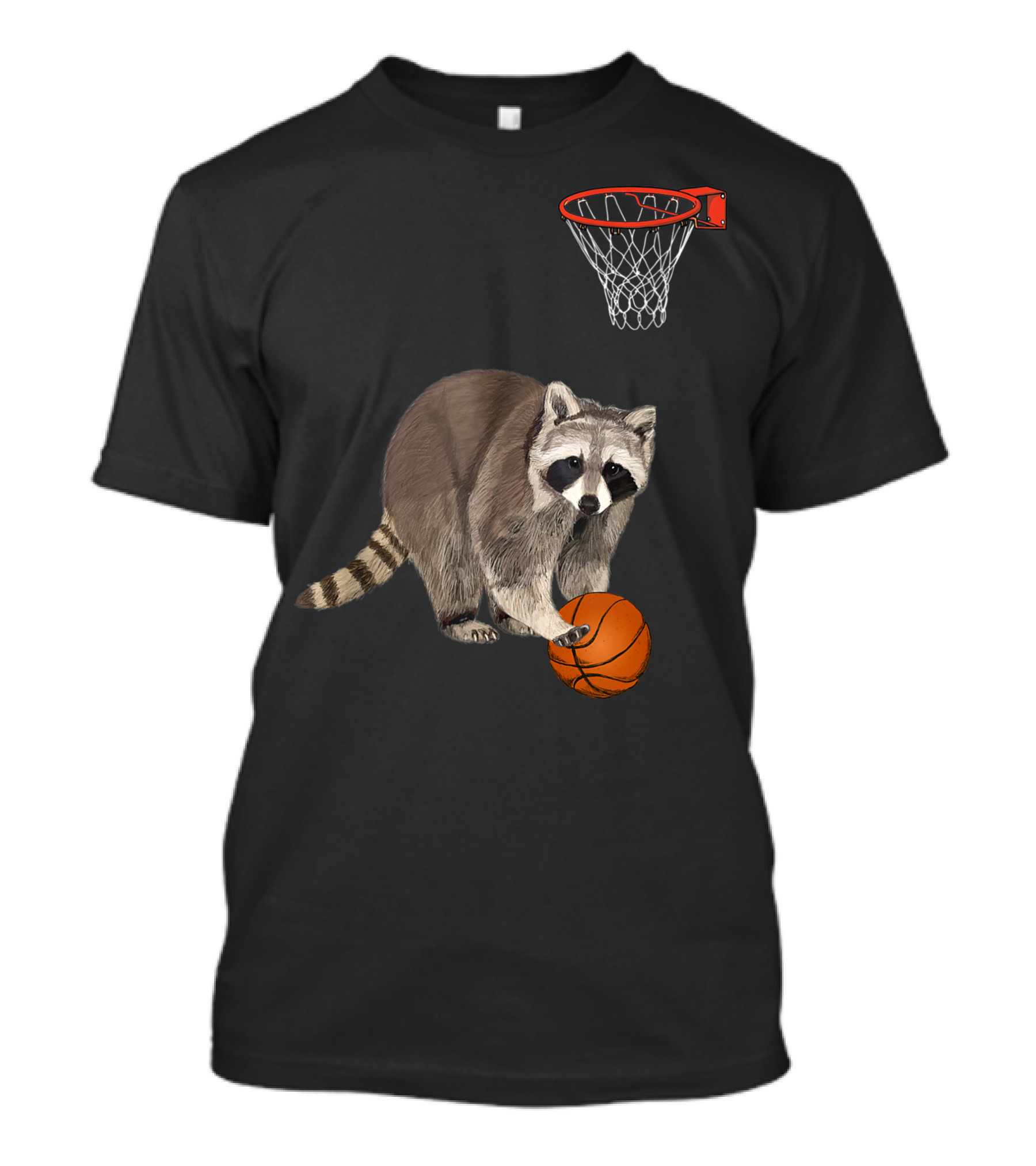 Raccoon Playing Basketball Animal Common Raccoon Sports Hoop T-Shirt