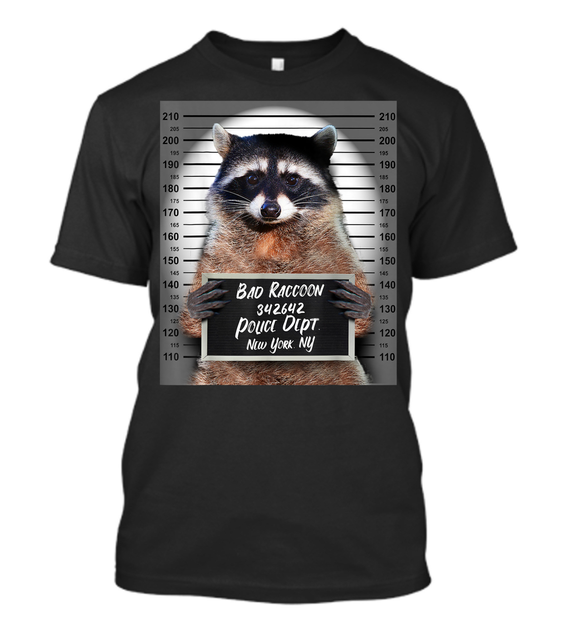 Bad Raccoon Mugshot New York Police Dept Cute Prison Jail 342642 T-Shirt