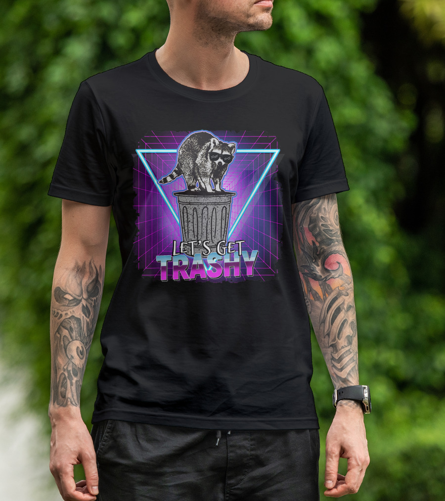 Let's Get Trashy Raccoon 70s 80s Style Retro Geschenk T-Shirt