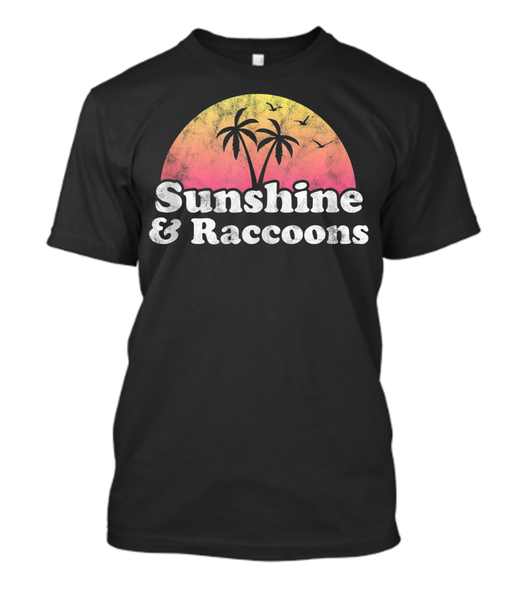 Sunshine And Raccoons Tropical Sunset Palms T-Shirt