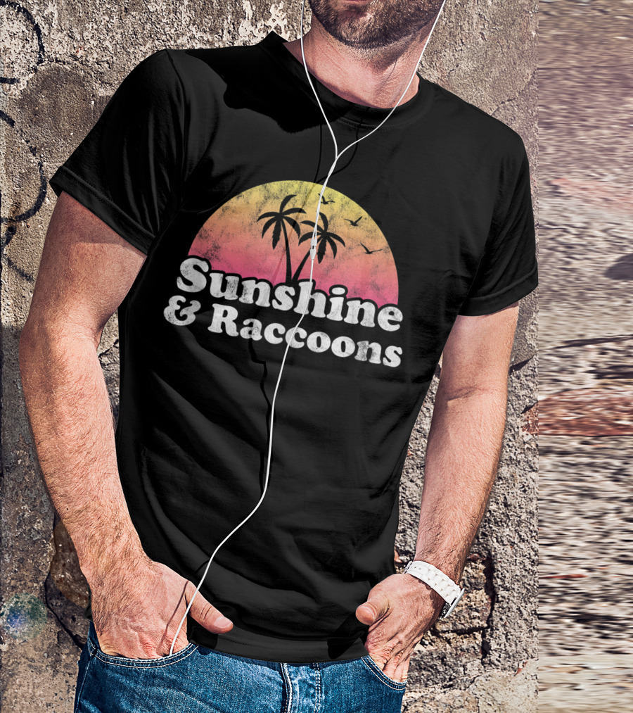 Sunshine And Raccoons Tropical Sunset Palms T-Shirt