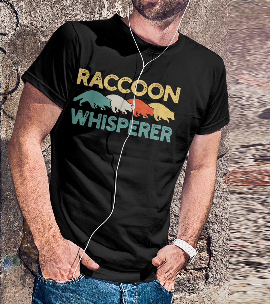 Raccoon Whisperer Retro Colorful T-Shirt