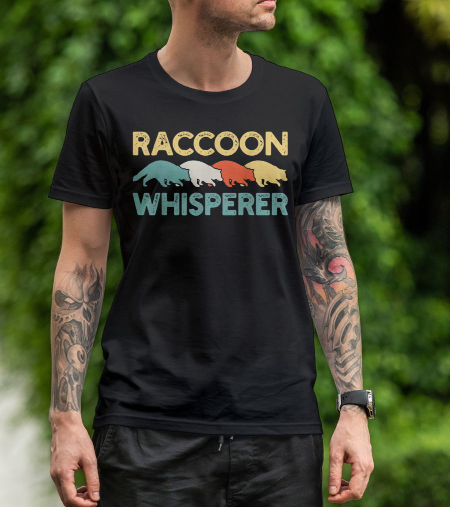 Raccoon Whisperer Retro Colorful T-Shirt