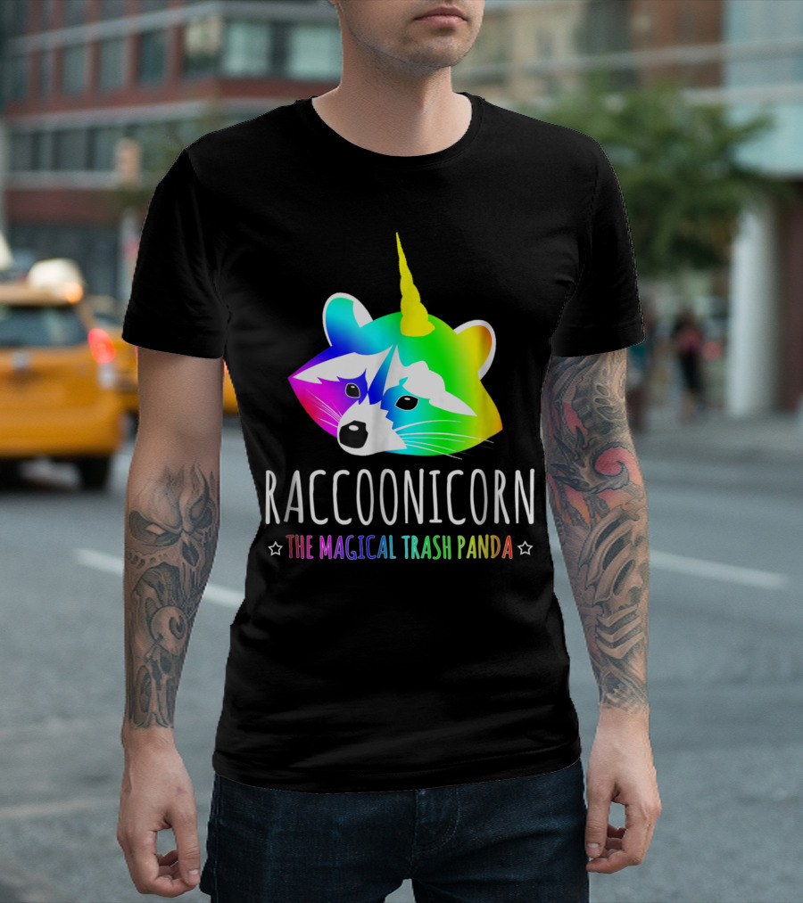 Raccoonicorn The Magical Trash Panda Rainbow Unicorn Raccoon T-Shirt