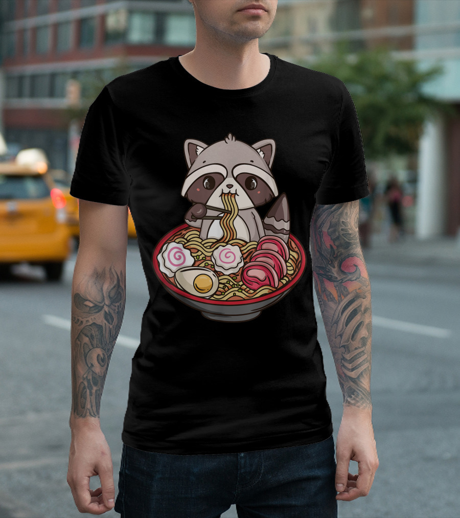 Ramen Raccoon Cute Anime Noodles Kawaii T-Shirt