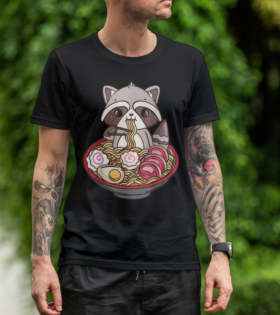 Ramen Raccoon Cute Anime Noodles Kawaii T-Shirt