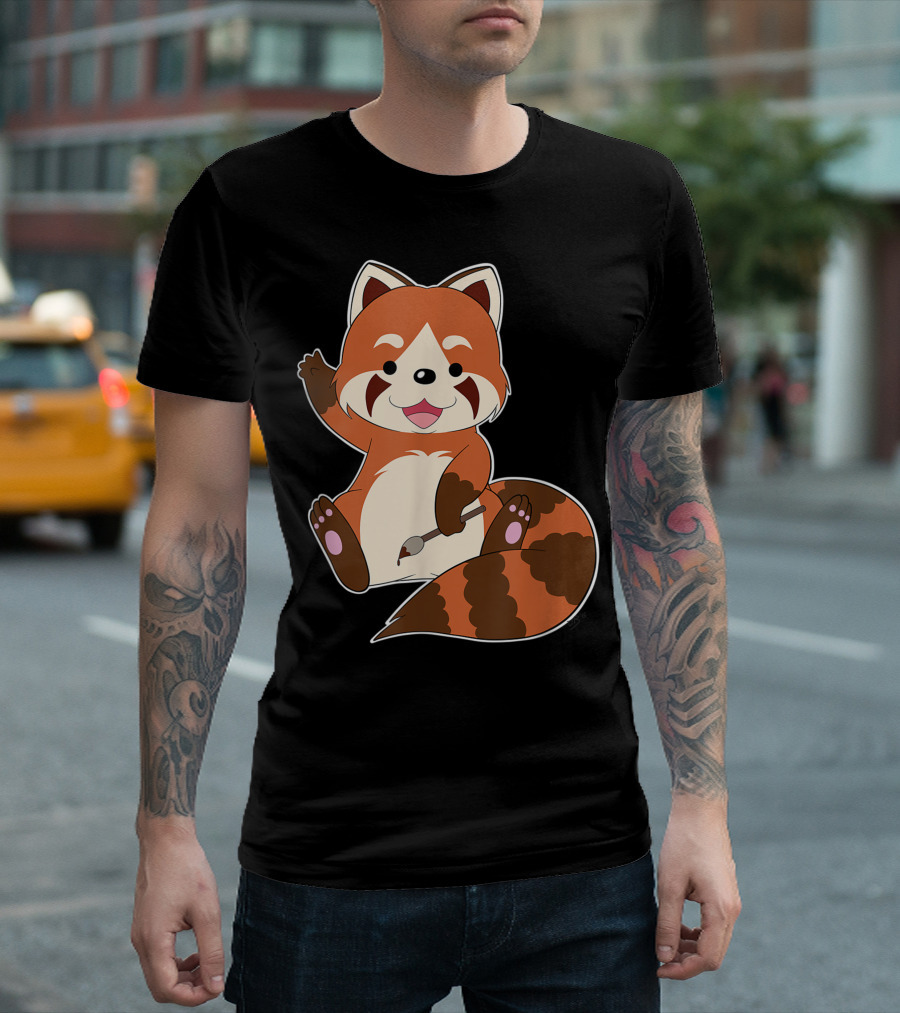 Red Panda Painter Love Boy Girl T-Shirt