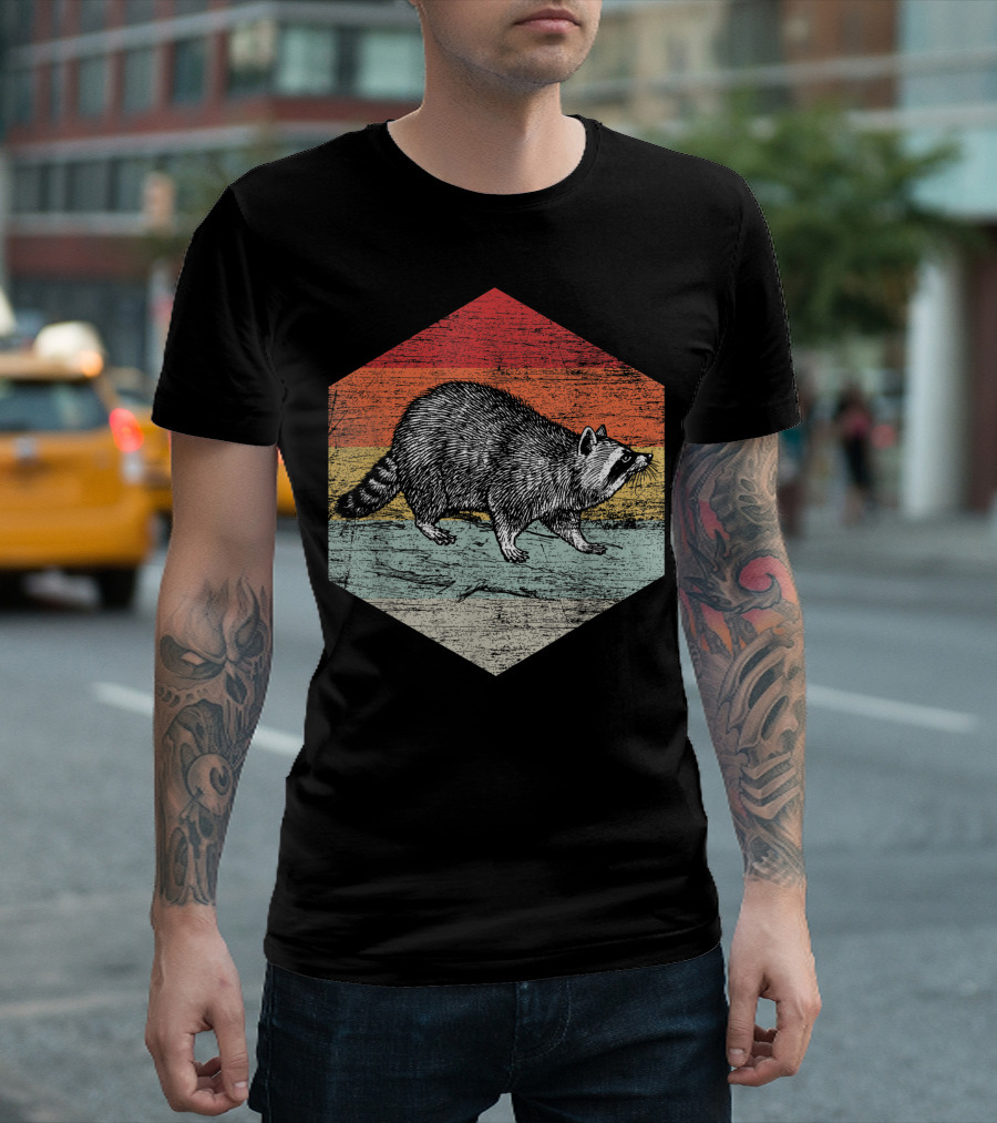 Retro Raccoon Trash Panda Vintage Sunset T-Shirt