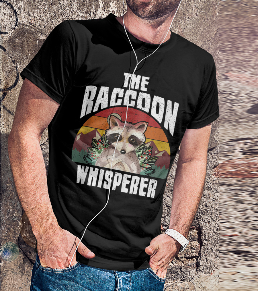 The Raccoon Whisperer Vintage Nature Mountain T-Shirt