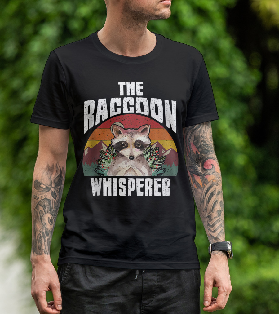 The Raccoon Whisperer Vintage Nature Mountain T-Shirt