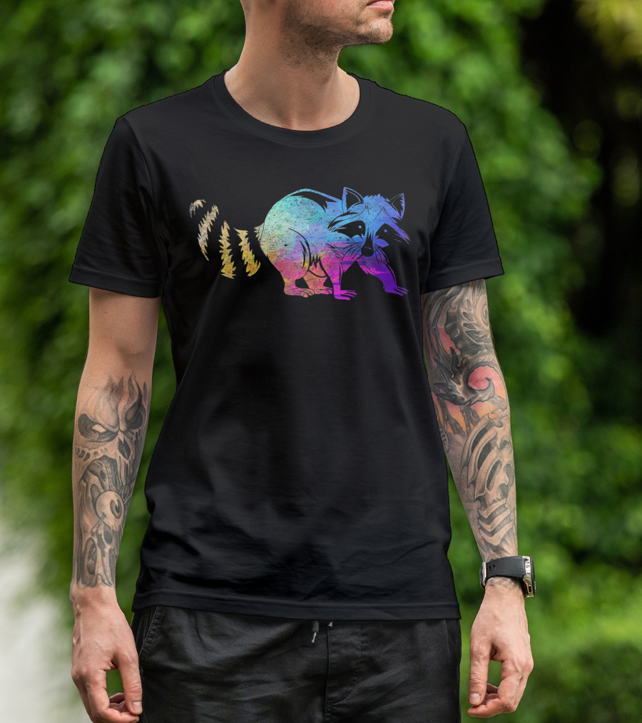 Zoo Keeper Colorful Raccoon Rainbow Animal Vintage T-Shirt