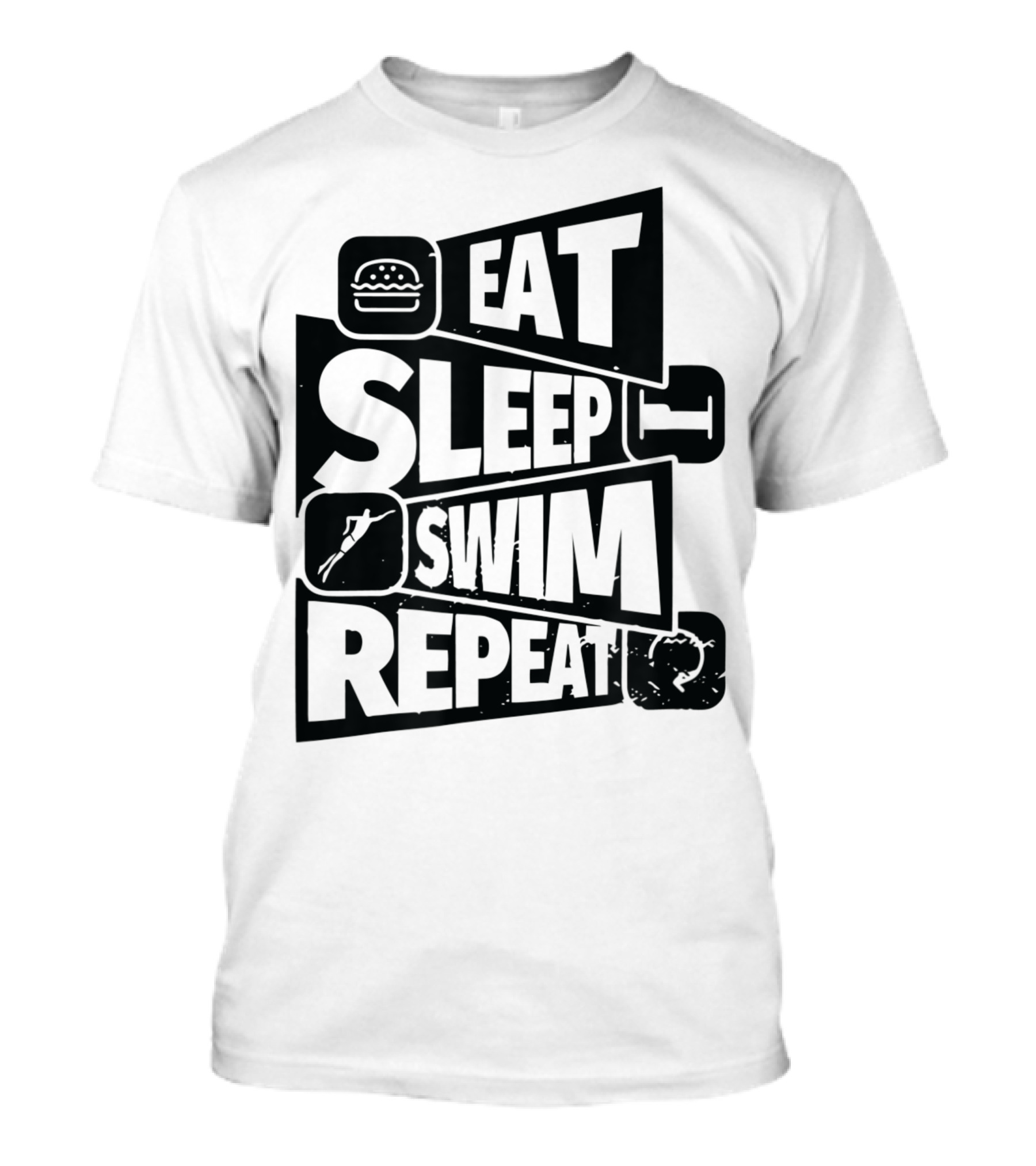 Eat Sleep Swim Repeat Swimming Swimmer Burger Bed Swim T-Shirt