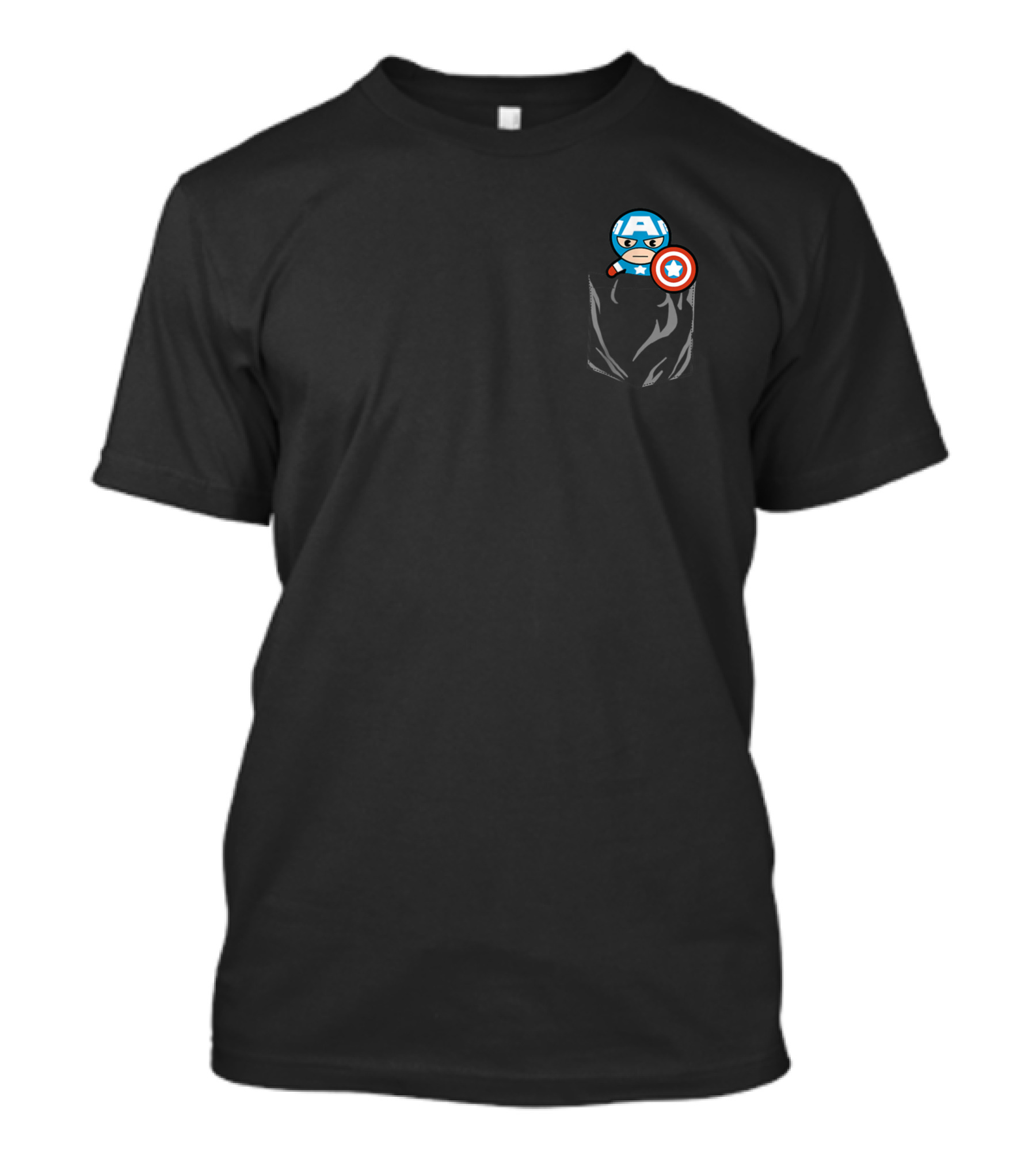 Marvel Captain America Miniature Shield Left Chest Pocket Character T-Shirt