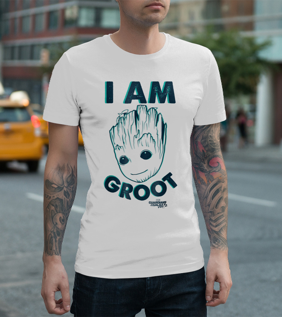I AM GROOT Marvel Guardians of the Galaxy Vol 2 Baby Groot Teal T-Shirt