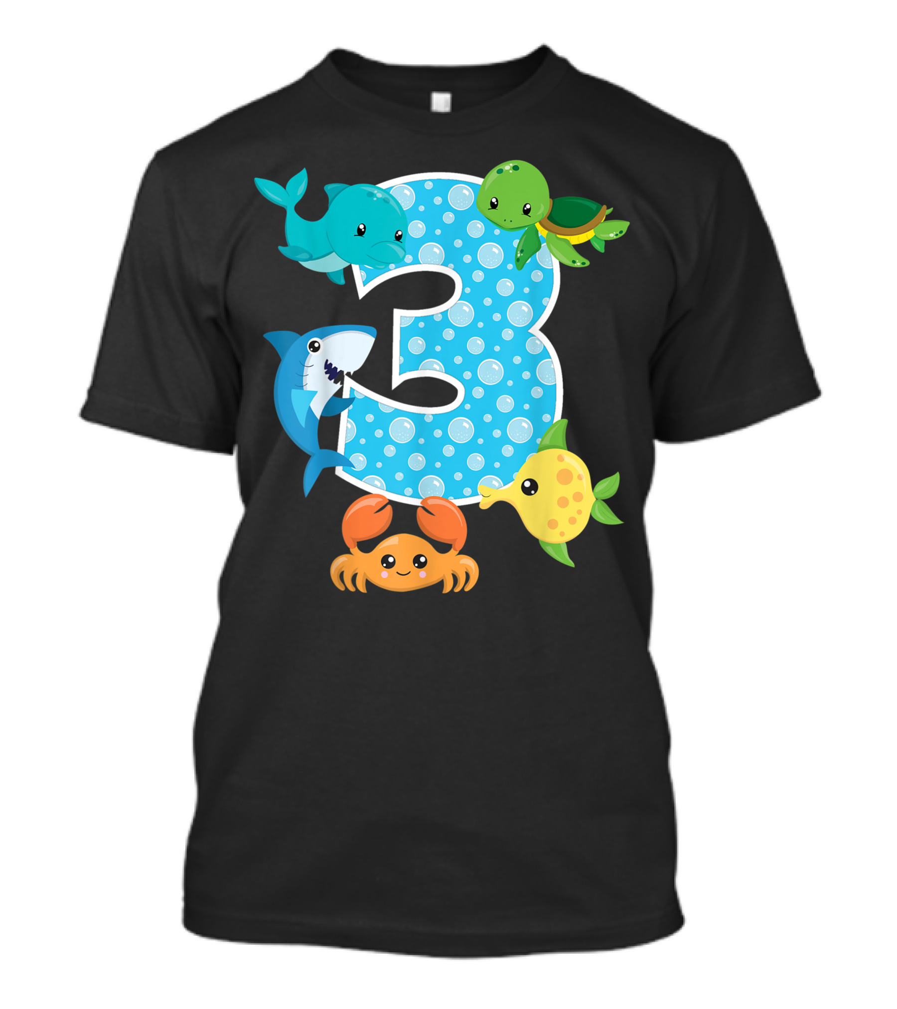 3Rd Birthday Party 3 Year Old Sea Turtle Shark Crab Fish Aquarium Birthday Boy T-Shirt