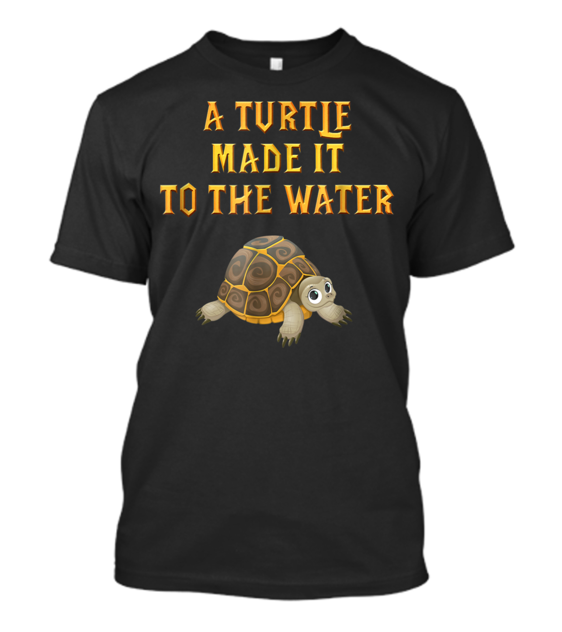 A Turtle Made It To The Water With Cartoon Turtle T-Shirt
