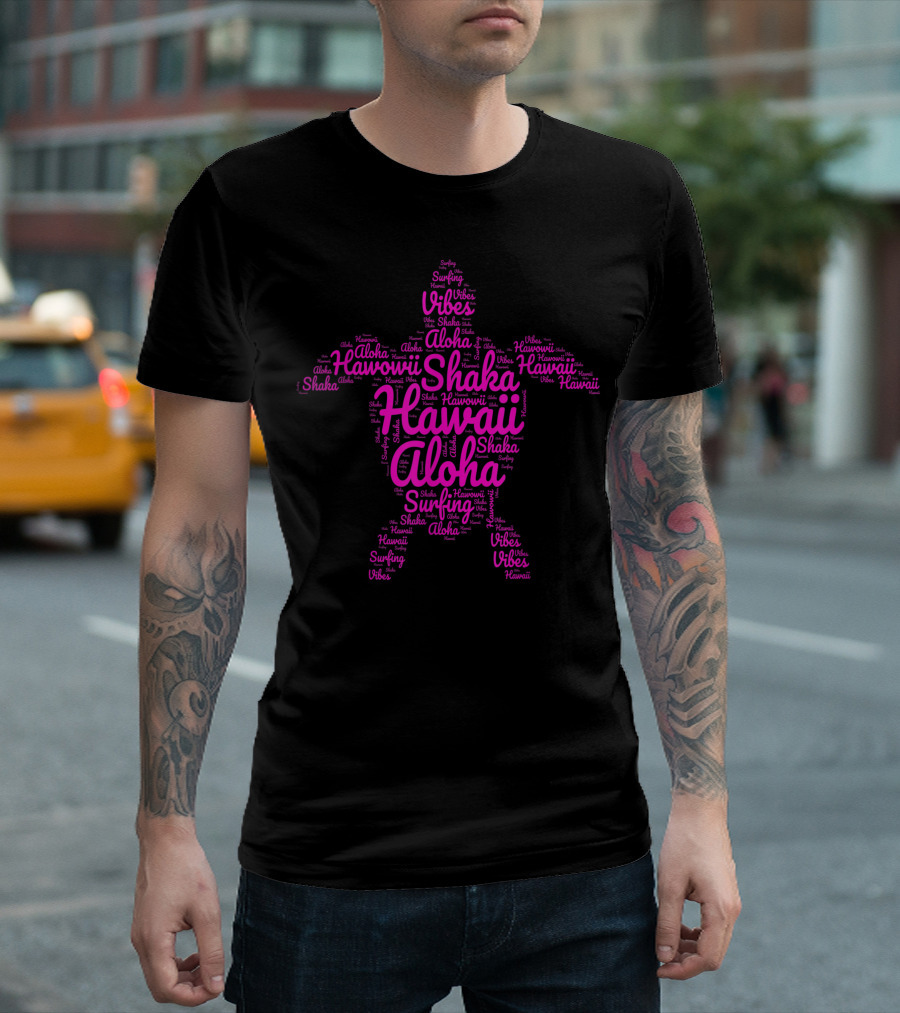 Aloha Hawaii Shaka Surfing Vibes Sea Turtle T-Shirt