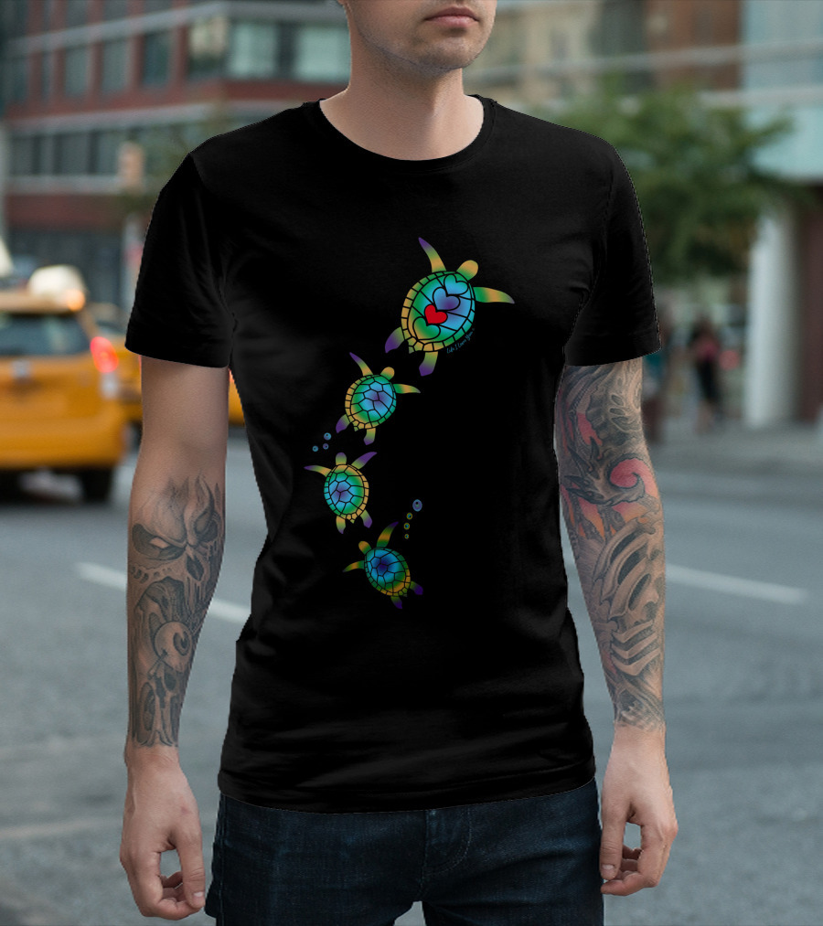 Beautiful Tropical Sea Turtles Heart Love T-Shirt