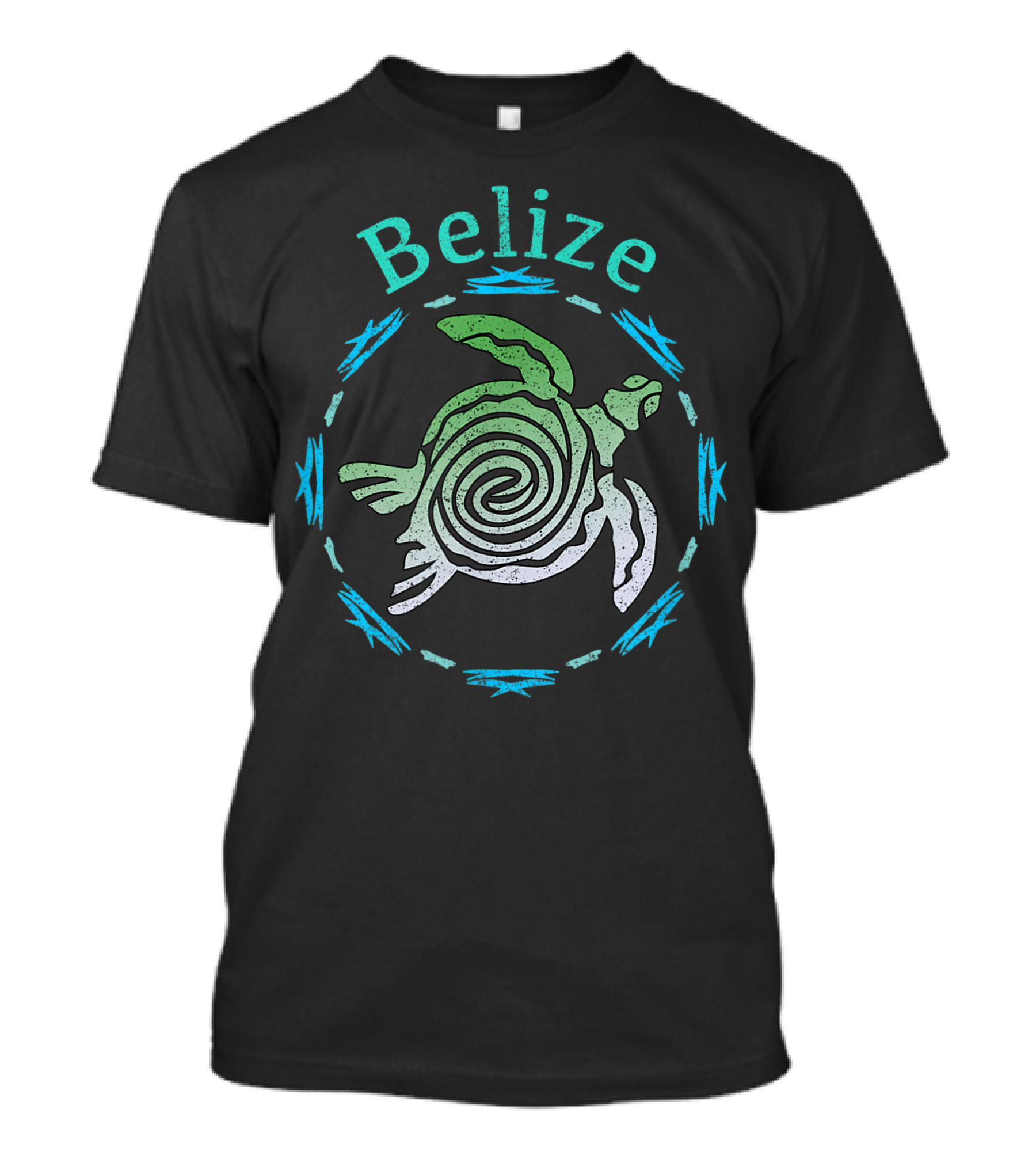 Belize Tribal Turtle Vintage Spiral T-Shirt