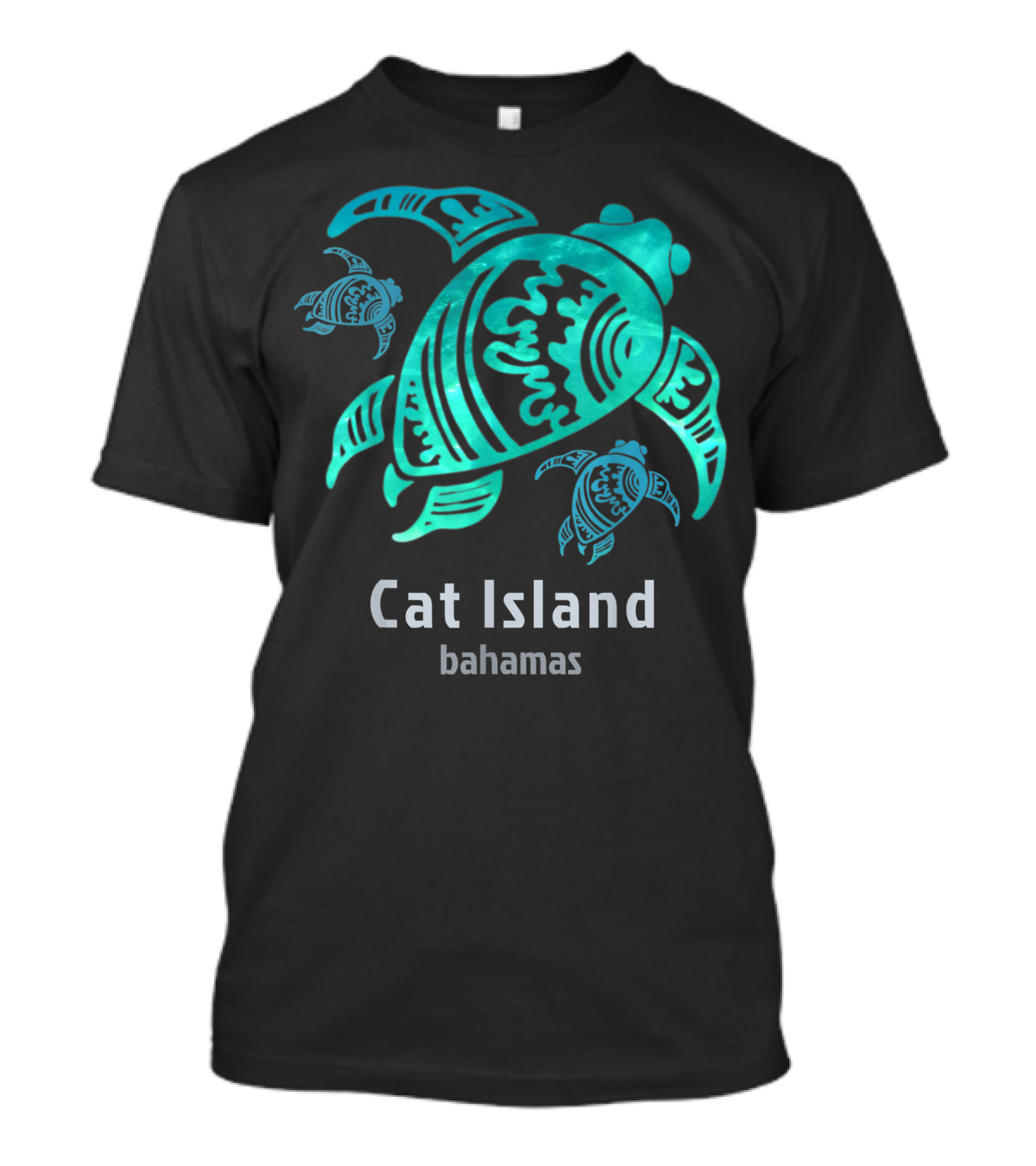 Cat Island Bahamas Sea Blue Tribal Turtle T-Shirt