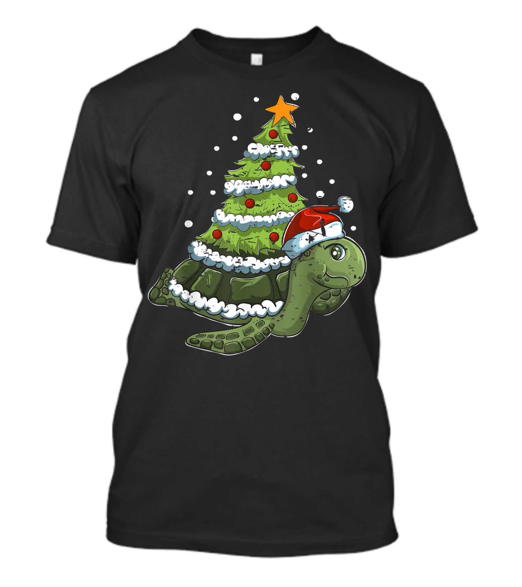 Christmas Tree Turtle In Santa Hat T-Shirt